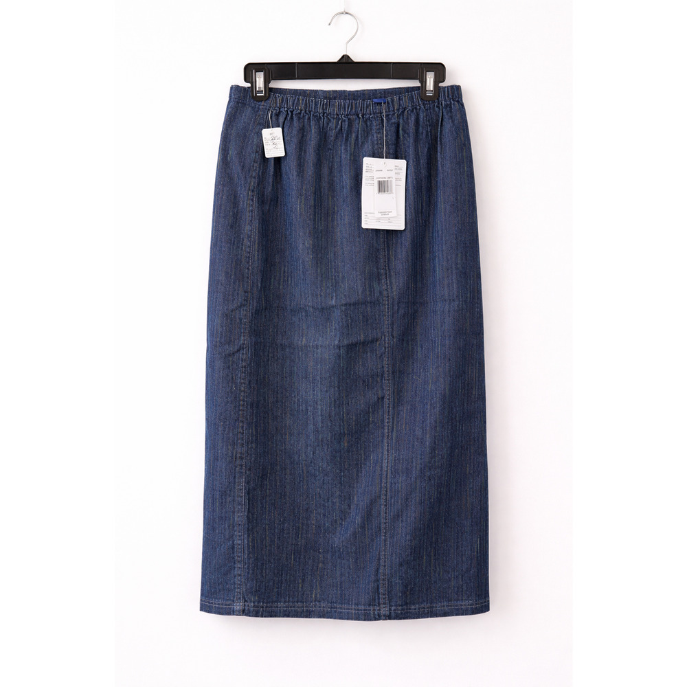 Northern Lights Denim Skirt Womens L Indigo Blue Midi Straight Modest NWT